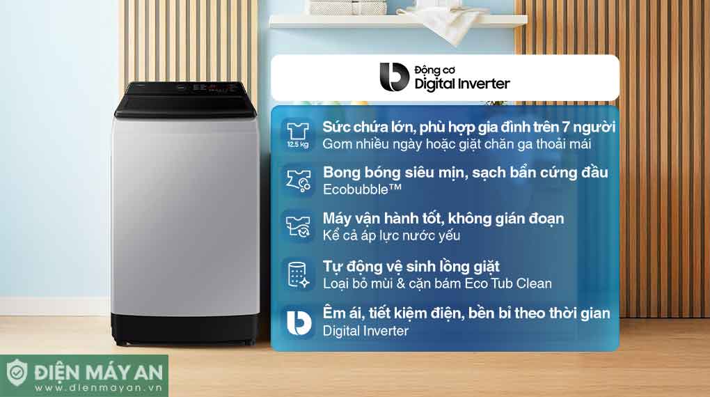 Máy giặt Samsung Ecobubble Inverter 12.5 kg WA40F12E4LSV